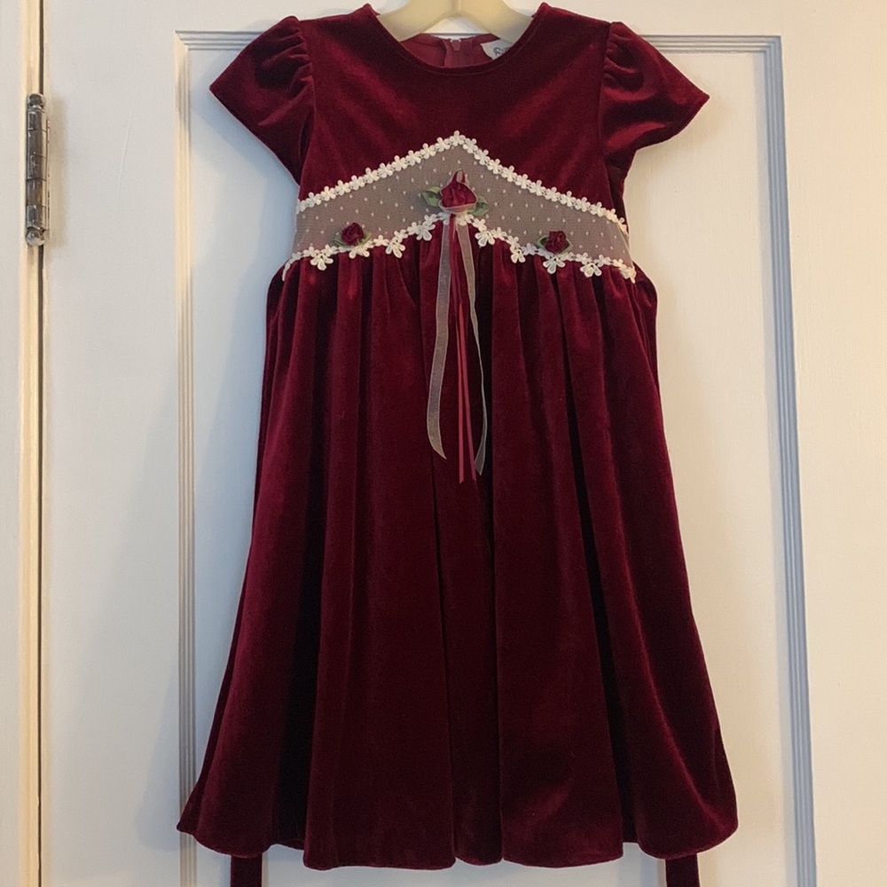 Vtg. Rare,Too Burgundy Red Velveteen Dress 4 EUC